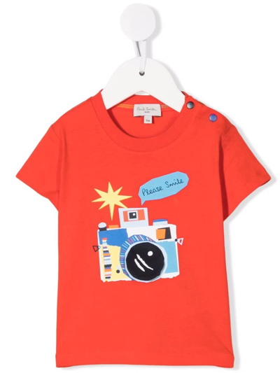 Paul Smith Junior Babies' Camera Print T-shirt In Rosso