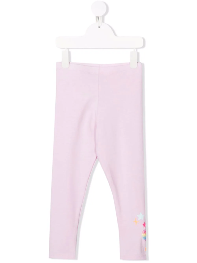 Billieblush Kids' Glitter Print Detail Leggings In Pink