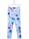 Msgm Teen Watercolour-print Leggings In Blue