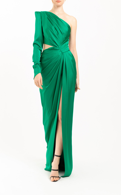 Zuhair Murad Women's Asymmetric Draped Satin Gown In Green | ModeSens