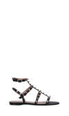 Valentino Garavani Rockstud Flat Calfskin Sandal With Straps Woman Black 41.5