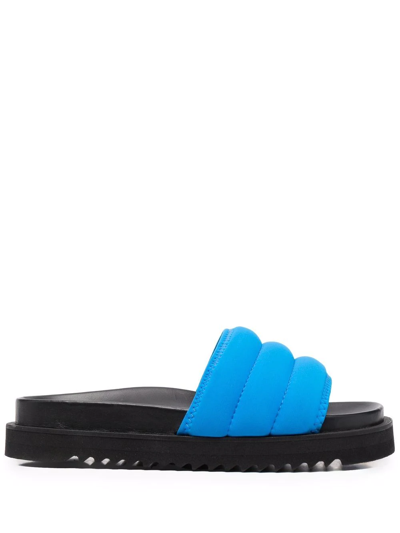 Nina Ricci Quilted Two-tone Slides In Blue