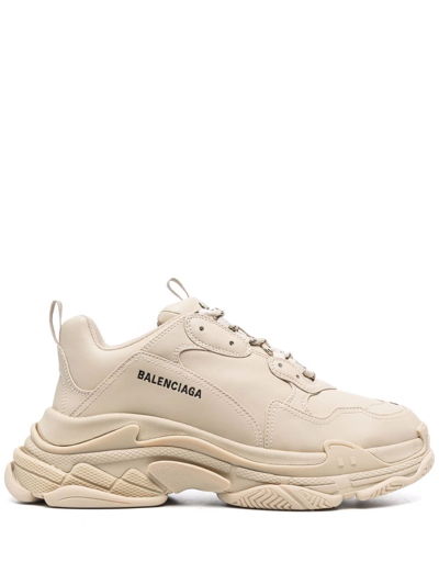 Balenciaga Beige Triple S Low-top Sneakers In Nude