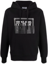 Versace Jeans Couture Bicolour Logo Print Hoodie In Schwarz
