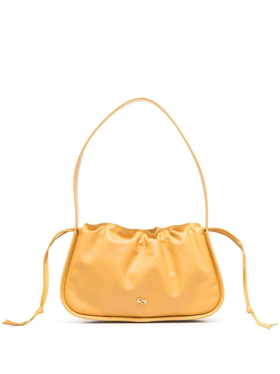Yuzefi Scrunch Mini Drawstring Leather Shoulder Bag In Gelb