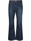 Tu Es Mon Tresor Bootcut Cropped Jeans In Blau
