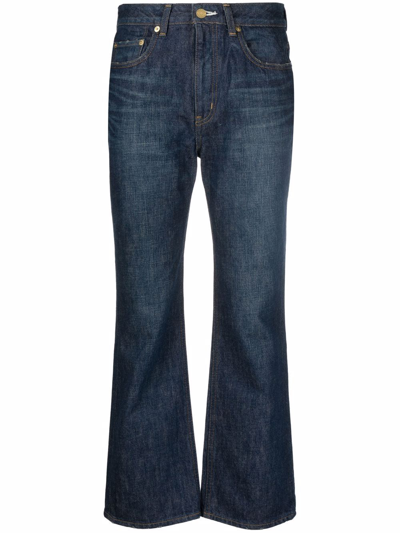 Tu Es Mon Tresor Bootcut Cropped Jeans In Blau