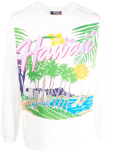 Just Don White Long-sleeved T-shirt With Hawaii Print
