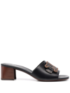 Tod's Woven-logo Heeled Mules In Black