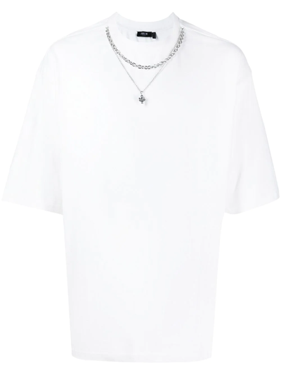 Five Cm Chain-link Detail Cotton T-shirt In White