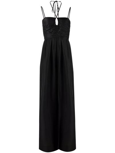 Ulla Johnson Khalida Silk Halterneck Jumpsuit In Black