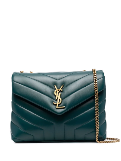 Saint Laurent Loulou Small Quilted Leather Shoulder Bag In Blau