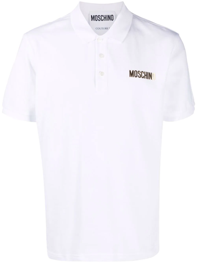 Moschino Logo-print Polo Shirt In Weiss