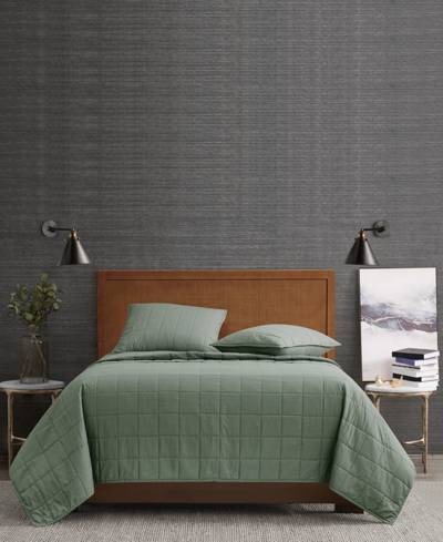 London Fog Solid 3 Piece Quilt Set, Full/queen In Green