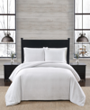 London Fog Herringbone 3 Piece Flannel Comforter Set, Full/queen In White/gray