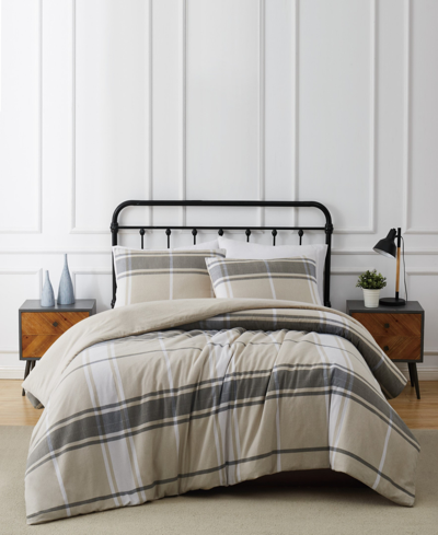 Truly Soft Preston Plaid 3 Piece Flannel Duvet Cover Set, King In Khaki