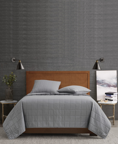 London Fog Solid 3 Piece Quilt Set, Full/queen In Gray