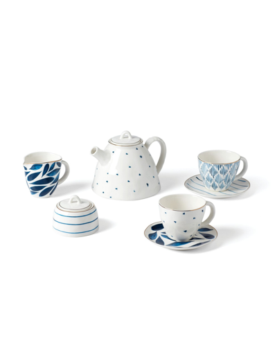 Lenox Blue Bay 9-piece Tea Set In White