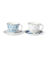 Lenox Blue Bay 4-piece Teacup Saucer Set In White
