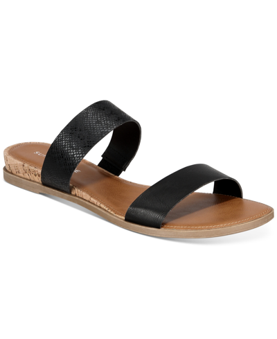 Sun + Stone Women's Easten Double Band Slide Flat Sandals, Created For Macy's In Black