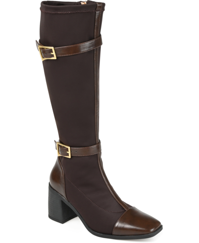 Journee Collection Women's Gaibree Extra Wide Calf Knee High Boots In Chocolate