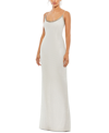 Mac Duggal Lattice Bead Sheath Gown In White