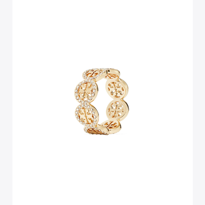Tory Burch Miller Pavé Ring In Tory Gold/crystal