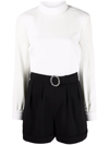 Saint Laurent Combi Open Back Long Sleeve Belted Sablé Romper In White