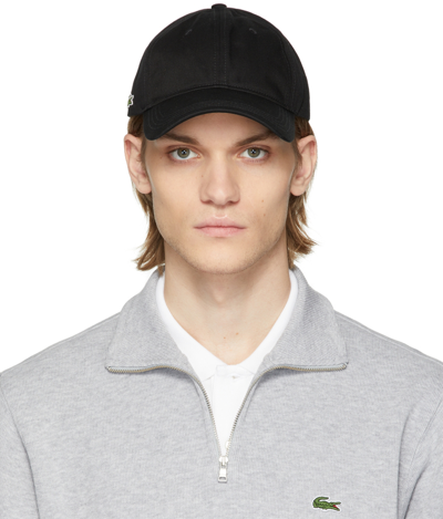 Lacoste Black Cotton Contrast Strap Cap