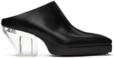 Rick Owens Black Leather Mule Loafers In 90 Black/clear