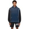 Alchemist Patchwork Detail Cotton Hoodie In Blue Indigo