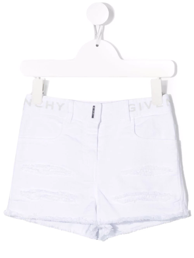 Givenchy Kids' Logo-print Cotton Shorts In Bianco
