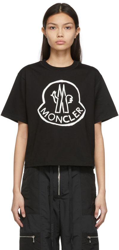 Moncler Logo-embroidered T-shirt In Black