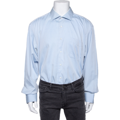 Pre-owned Balmain Blue Cotton Button Front Shirt 3xl