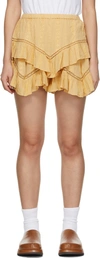 Isabel Marant Étoile Jocadia Lace-trimmed Ruffled Embroidered Cotton-blend Skirt In Giallo