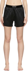 Tom Ford Velvet-trimmed Silk-blend Satin Shorts In Black