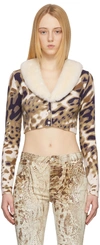 Blumarine Multicolor Print Cardigan In M8219 Greige/nero
