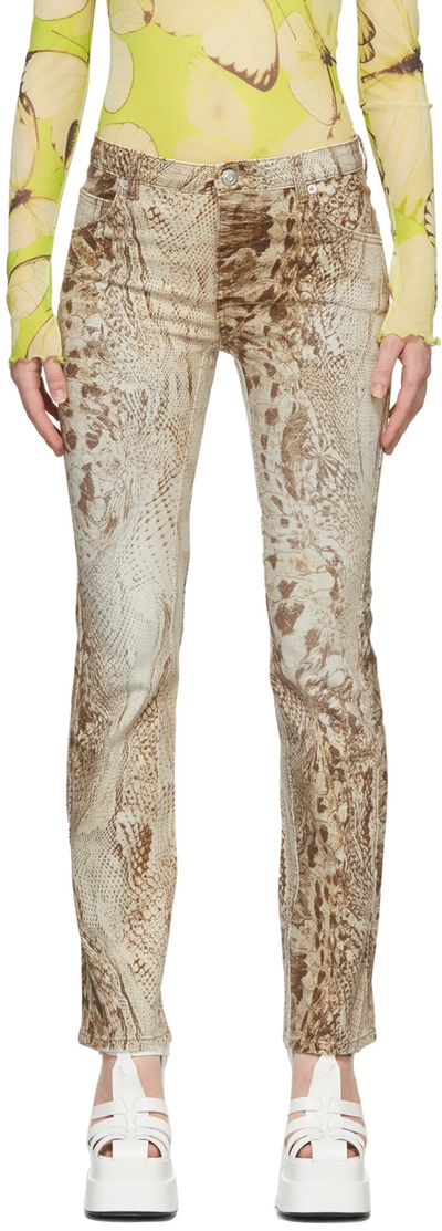 Blumarine Brown & Beige Snake Jeans