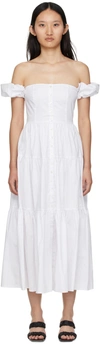 Staud Elio Off-the-shoulder Cotton-blend Midi Dress In White