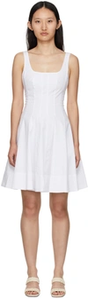 Staud Wells Pleated Mini Dress In White