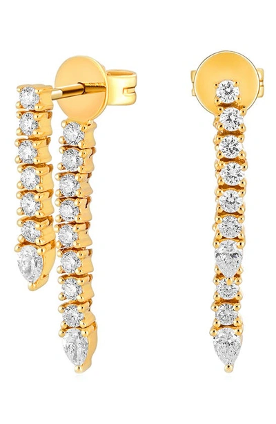 Ef Collection Diamond Teardrop Fringe Earrings In Yellow Gold