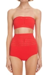 Alaïa Vienne Perforated Seamless Two-piece Swimsuit In Red