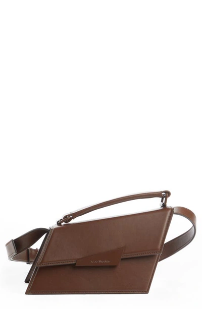 Acne Studios Mini Agost Distorted Leather Top Handle Bag In Brown