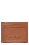 Longchamp Le Foulonné Leather Card Case In Caramel