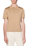 Sandro Pablo Knit Polo Shirt In Camel