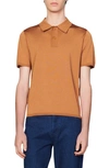 Sandro Short-sleeve Pointed-collar Polo Shirt In Brick-red