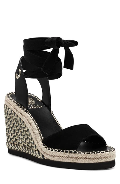 Vince Camuto Women's Bendsen Ankle Wrap Wedge Sandals Women's Shoes In Black