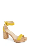 Pelle Moda Amari Platform Block Heel Sandal In Lemon