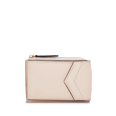 Smythson Envelope Card Case With Zip Pouch In Panama In Champagne