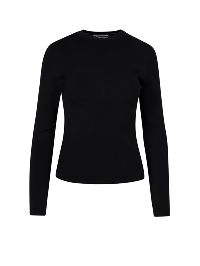 Balenciaga Long Sleeve Crewneck Knit Top In Black